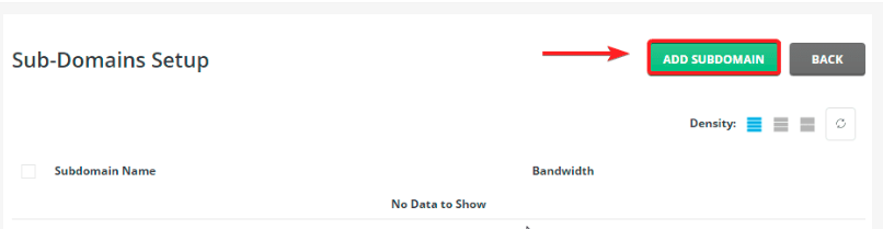 how to sub domain setup