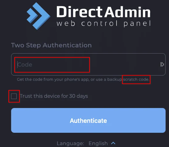 How to enable two-way authentication in DirectAdmin